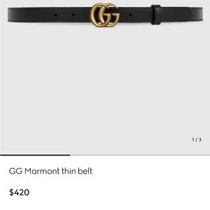 Gucci Black and Gold Belt Elegant Accessory Gucci Black Calfskin Leather Double G Logo Champagne Gold  main image 3